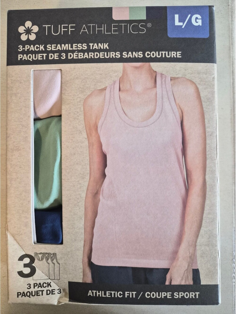 Tuff Athletics 3-Pack Seamless Tank Tops Athletic Fit Large 0278